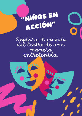 Poster Anuncio Teatro Infantil Saturado Azul - Claudia Andrea Achurra